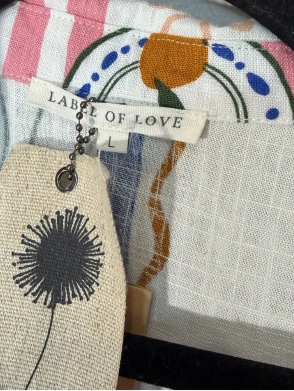 Label of Love Anthropologie Linen Blend  Shirtdress 3/4 Sleeve in Size L - Picture 4 of 11